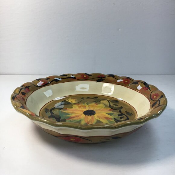 Certified International 9" Scalloped Sunflower Pasta Serving Bowl Margaret Le Va - Picture 1 of 5